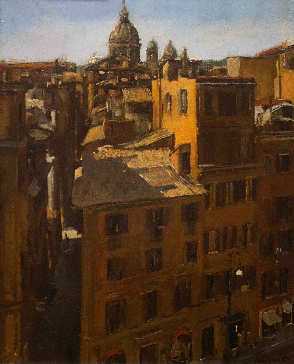 Antonio Barrera - Vista di Via delle Carrozze da Trinità dei Monti (1945)