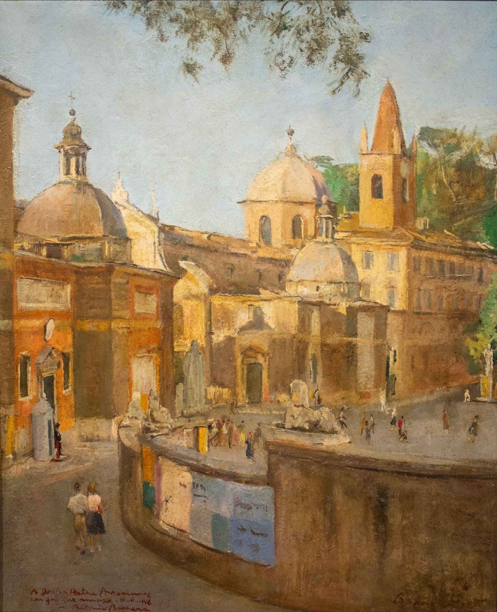 Antonio Barrera - Veduta di piazza del Popolo a Roma (1946)