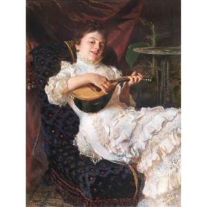 Achille Talarico  - Suonatrice di mandolino (1886)