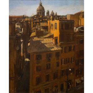 Antonio Barrera - Vista di Via delle Carrozze da Trinità dei Monti (1945)