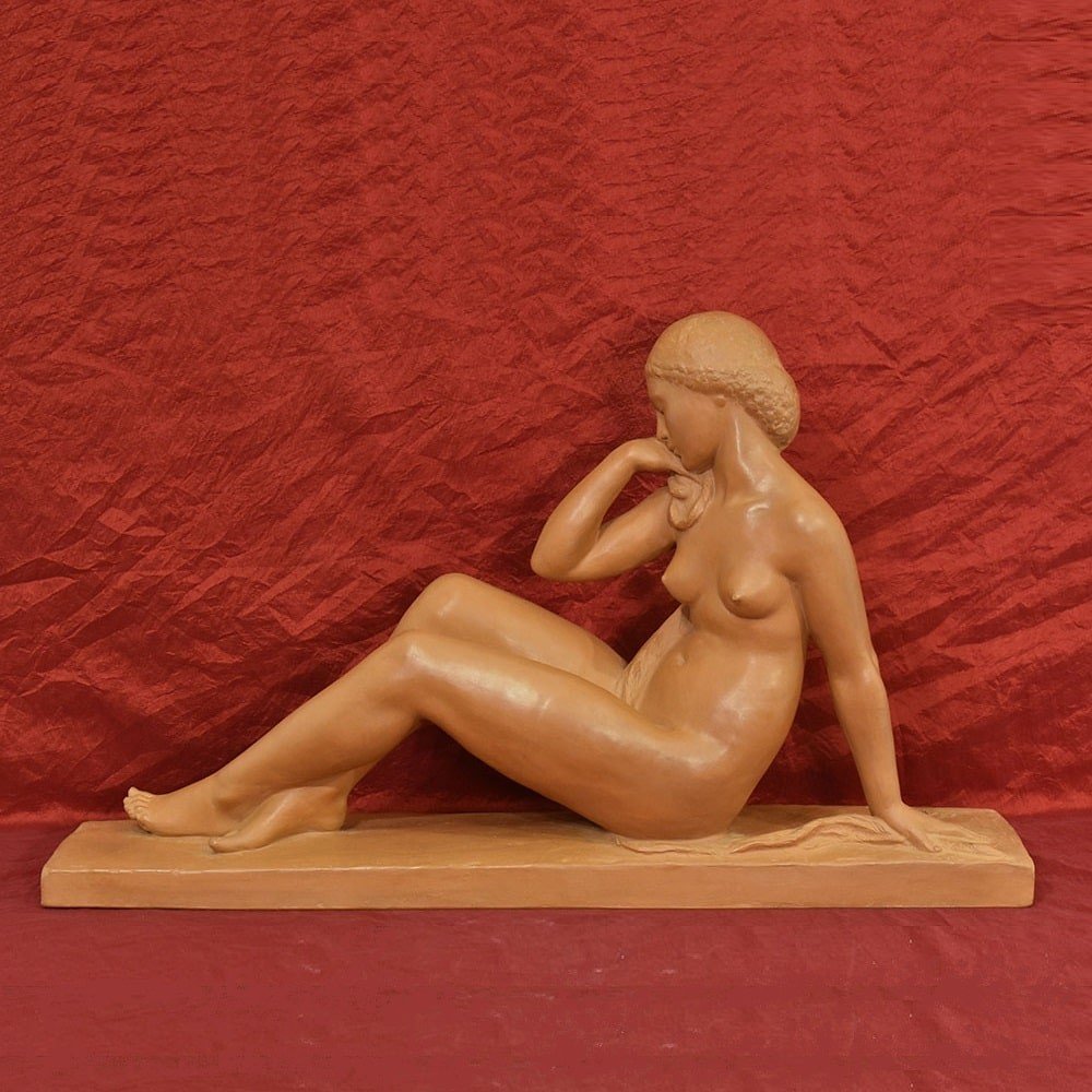 SCULTURE ART DECO IN TERRACOTTA, NUDO DI DONNA, AMEDEO GENNARELLI, SCULTORE ITALIANO. (STTE82)-photo-2