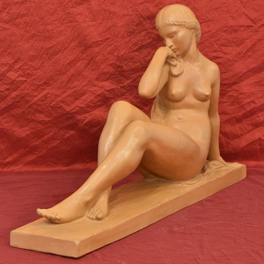 SCULTURE ART DECO IN TERRACOTTA, NUDO DI DONNA, AMEDEO GENNARELLI, SCULTORE ITALIANO. (STTE82)-photo-3