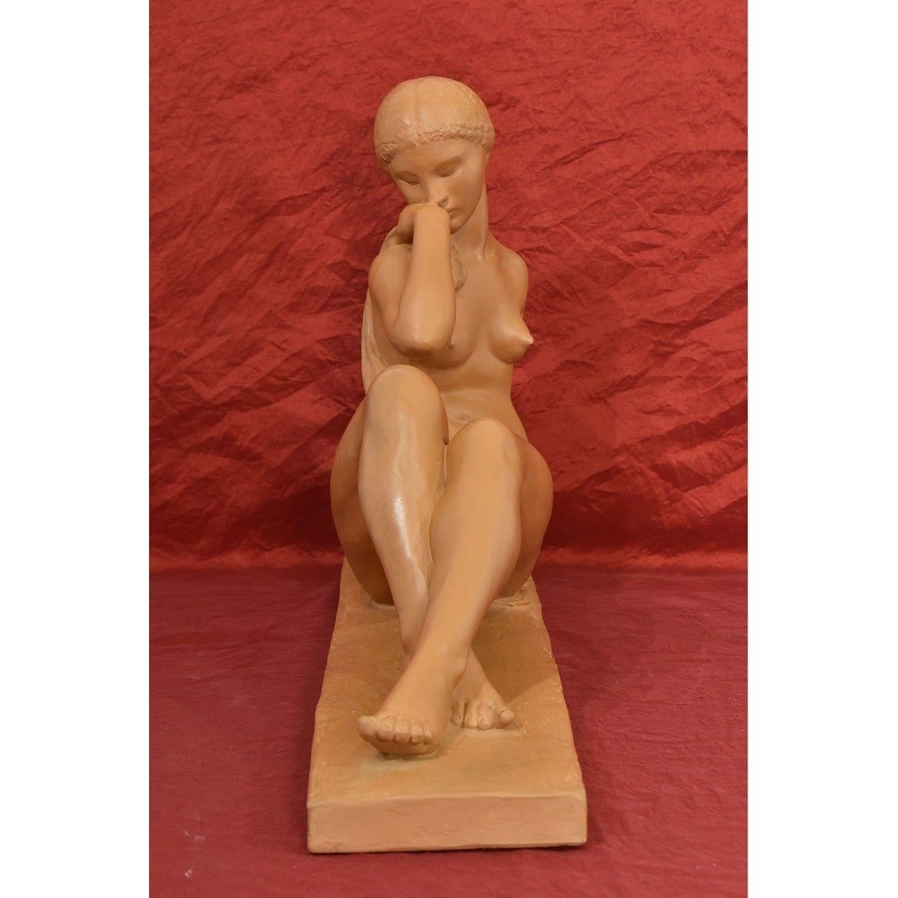 SCULTURE ART DECO IN TERRACOTTA, NUDO DI DONNA, AMEDEO GENNARELLI, SCULTORE ITALIANO. (STTE82)-photo-4