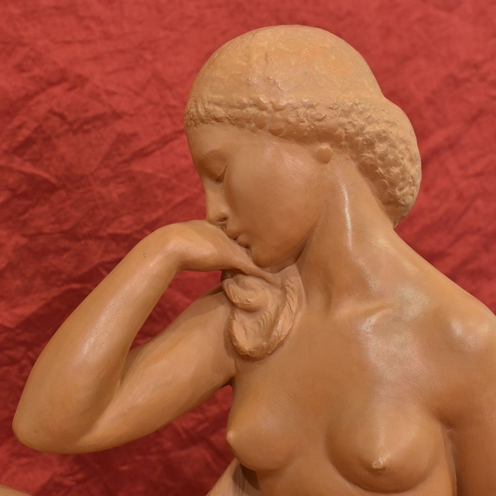 SCULTURE ART DECO IN TERRACOTTA, NUDO DI DONNA, AMEDEO GENNARELLI, SCULTORE ITALIANO. (STTE82)-photo-1