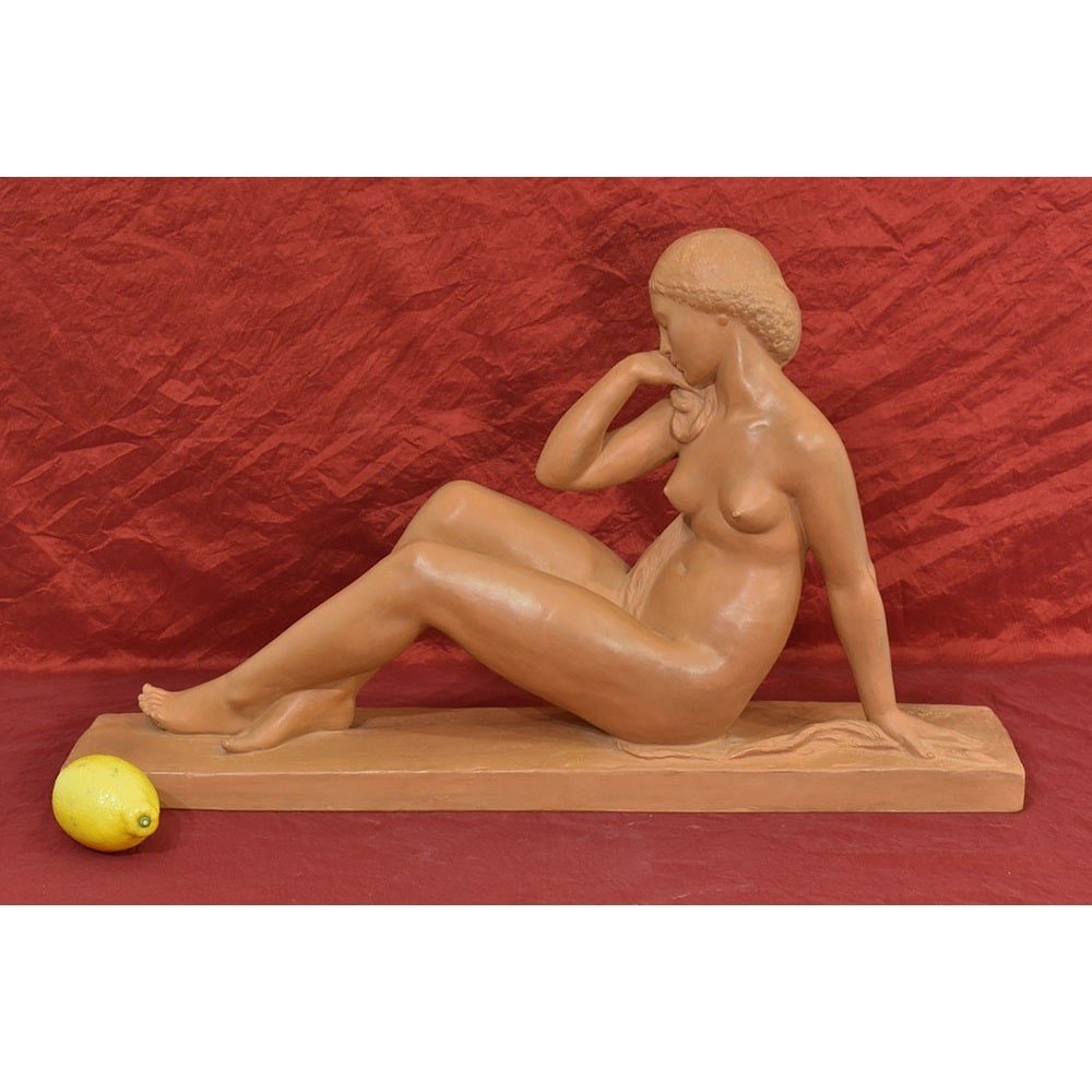 SCULTURE ART DECO IN TERRACOTTA, NUDO DI DONNA, AMEDEO GENNARELLI, SCULTORE ITALIANO. (STTE82)