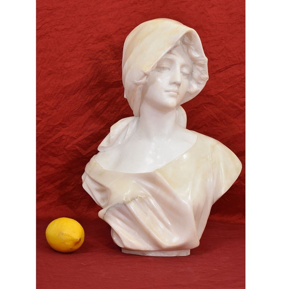 SCULTURE ANTICHE IN ALABASTRO, SCULTURA  ANTICA DI DONNA, BUSTO DI RAGAZZA, FINE XIX. (STAL84)