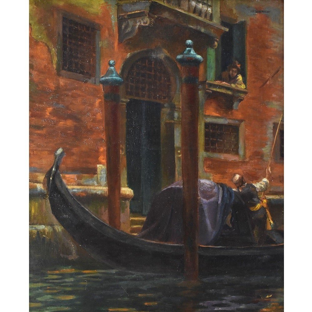 Dipinti Antichi, Quadri Paesaggi Con Venezia, Veduta Di Venezia, Olio Su Tela, XIX. (QM560)-photo-2