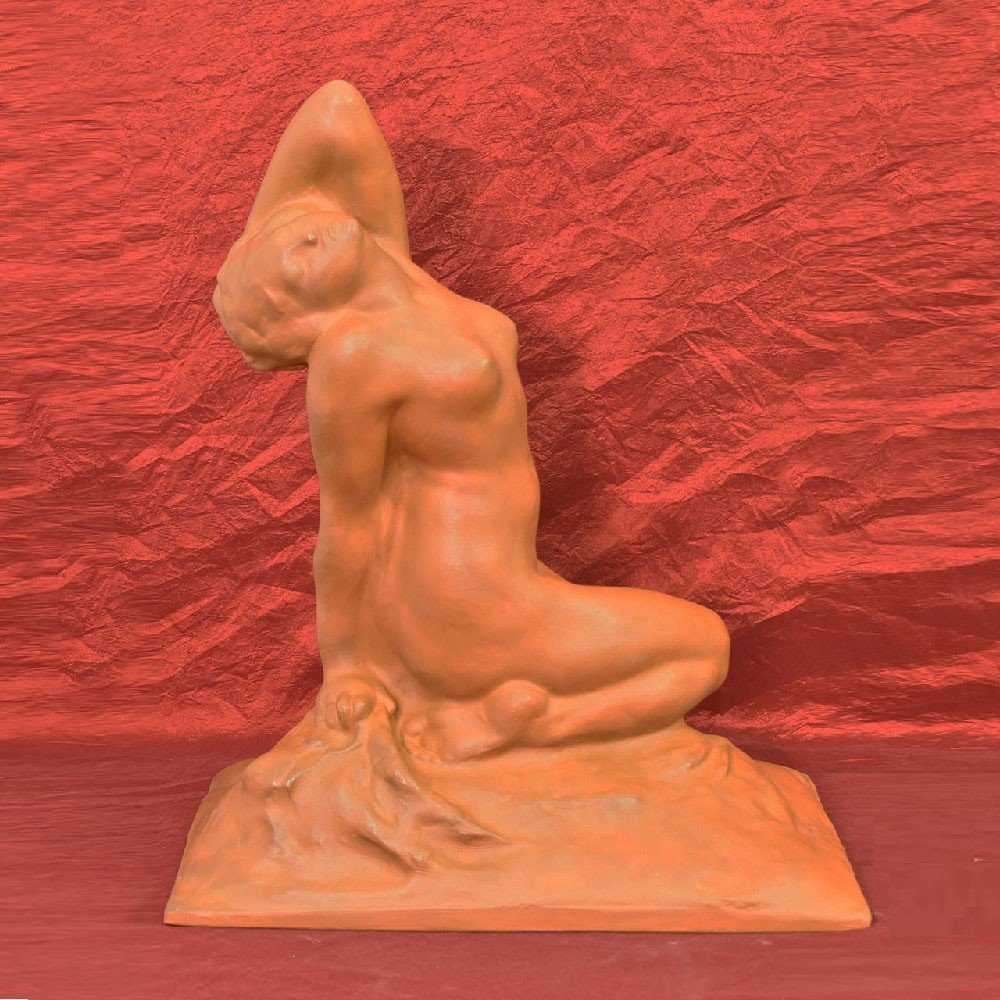 SCULTURE ART DECO IN TERRACOTTA, NUDO DI DONNA, AMEDEO GENNARELLI, SCULTORE ITALIANO. (STTE85)-photo-2