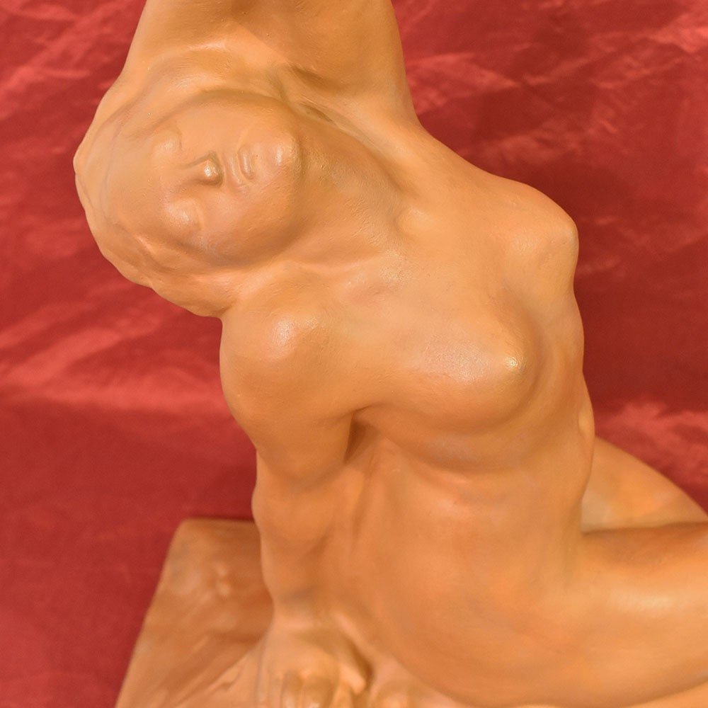 SCULTURE ART DECO IN TERRACOTTA, NUDO DI DONNA, AMEDEO GENNARELLI, SCULTORE ITALIANO. (STTE85)-photo-1