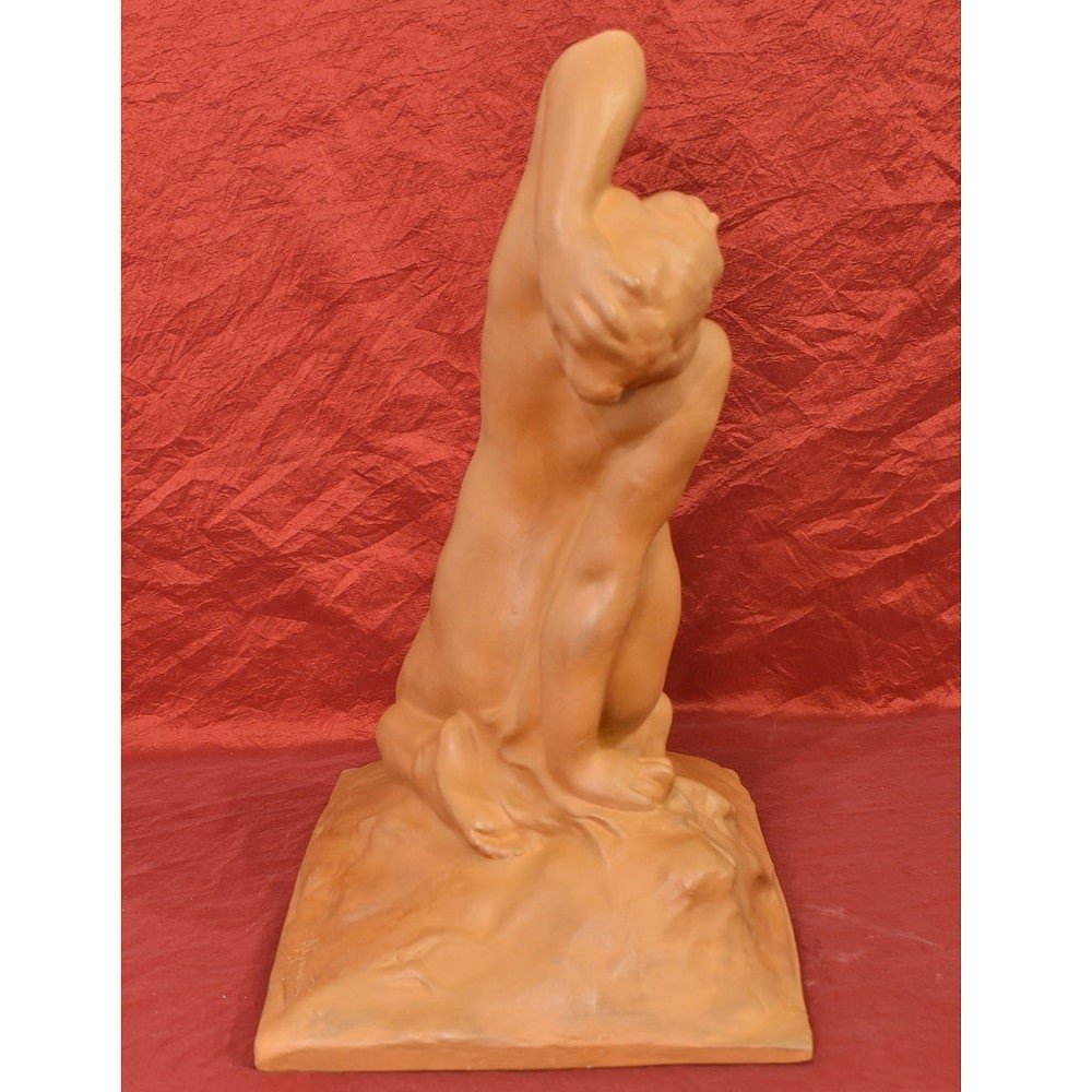 SCULTURE ART DECO IN TERRACOTTA, NUDO DI DONNA, AMEDEO GENNARELLI, SCULTORE ITALIANO. (STTE85)-photo-3