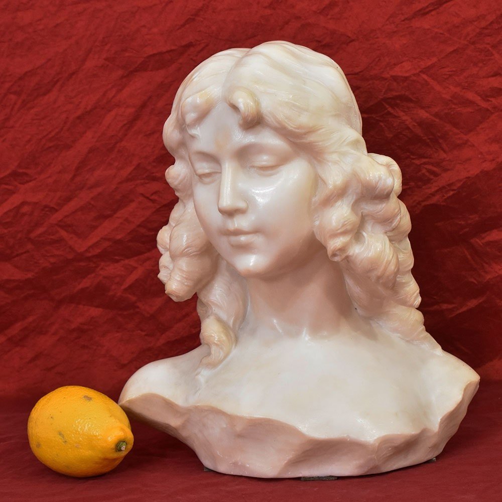 SCULTURE ANTICHE IN MARMO, SCULTURA ANTICA DI DONNA, BUSTO FEMMINILE DI RAGAZZA, XIX. (STMA 88)-photo-2