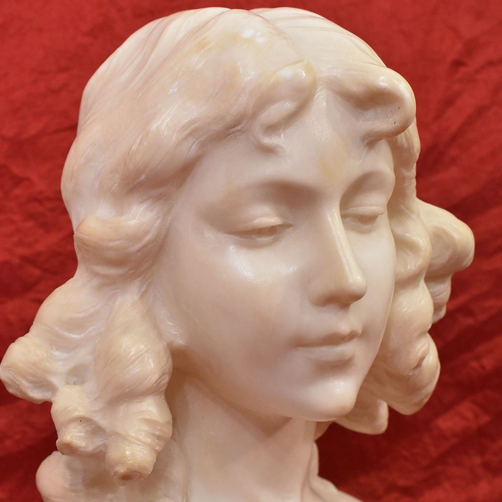 SCULTURE ANTICHE IN MARMO, SCULTURA ANTICA DI DONNA, BUSTO FEMMINILE DI RAGAZZA, XIX. (STMA 88)-photo-4