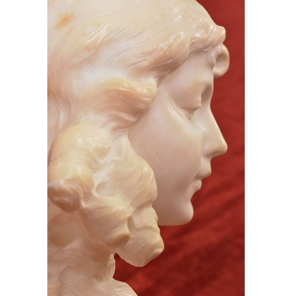 SCULTURE ANTICHE IN MARMO, SCULTURA ANTICA DI DONNA, BUSTO FEMMINILE DI RAGAZZA, XIX. (STMA 88)-photo-2