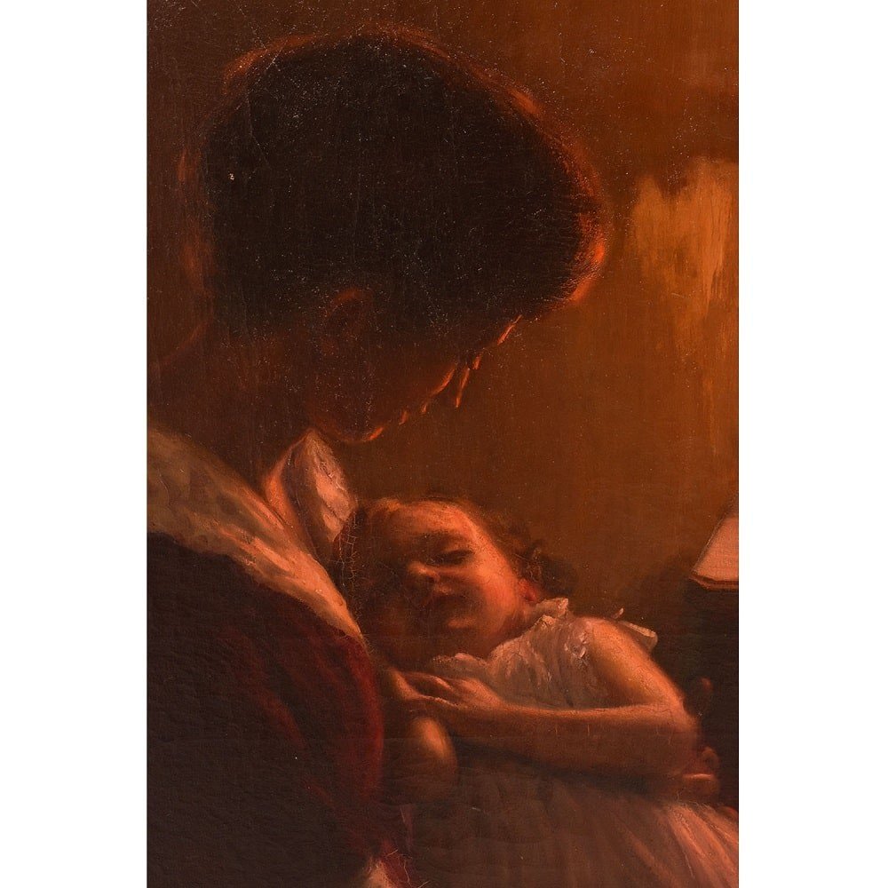 QUADRI ANTICHI, RITRATTI DI DONNA, MAMMA CON BAMBINO, MATERNITÁ, PRIMI DEL NOVECENTO. (QR629)-photo-3