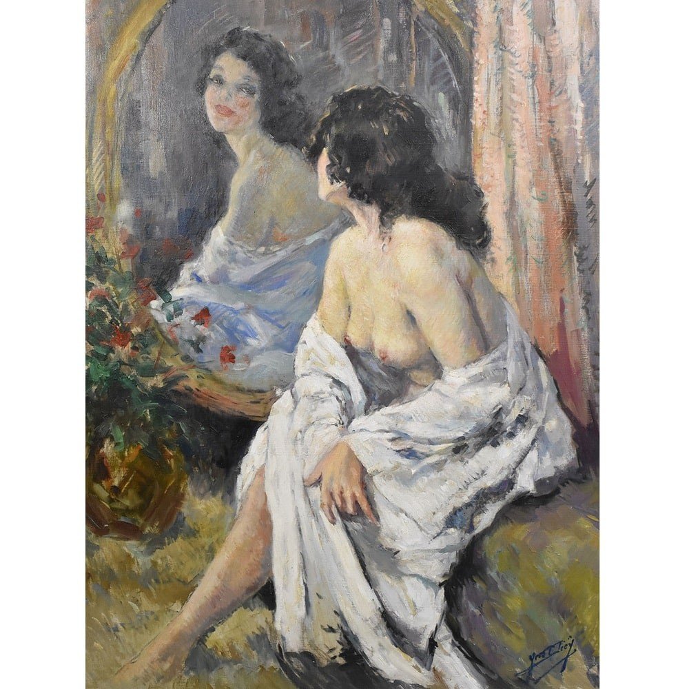 Tableaux Art Déco, Peintures De Nus De Femmes, Diey Yves,  XXè Siècle.  (QN391)-photo-2