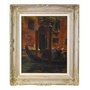 Dipinti Antichi, Quadri Paesaggi Con Venezia, Veduta Di Venezia, Olio Su Tela, XIX. (QM560)