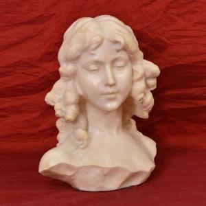 SCULTURE ANTICHE IN MARMO, SCULTURA ANTICA DI DONNA, BUSTO FEMMINILE DI RAGAZZA, XIX. (STMA 88)