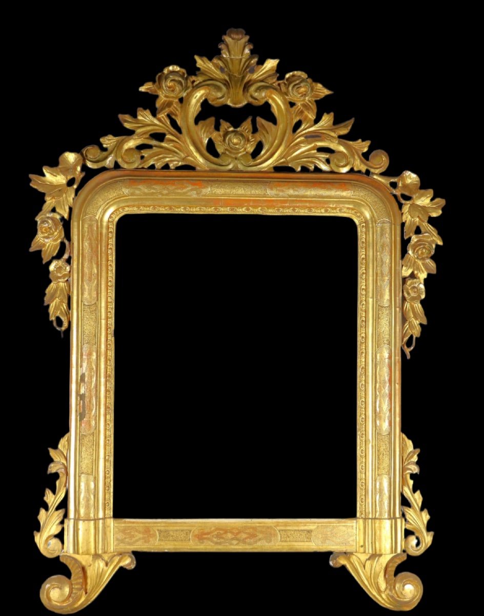 Specchiera lombarda Carlo X lignea in foglia oro . Primi 800-photo-4