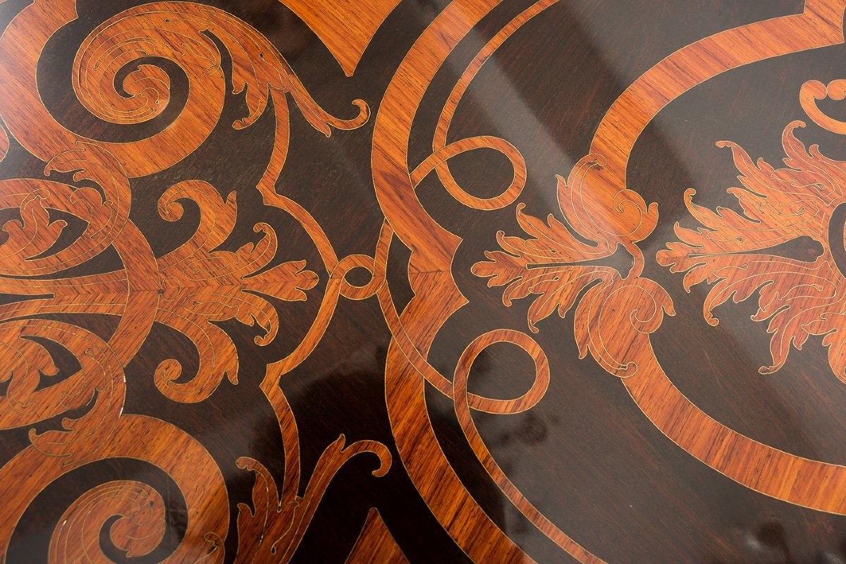 Tavolino/Scrittoio Napoleone III Francese in legno esotico pregiato 19secolo.-photo-3