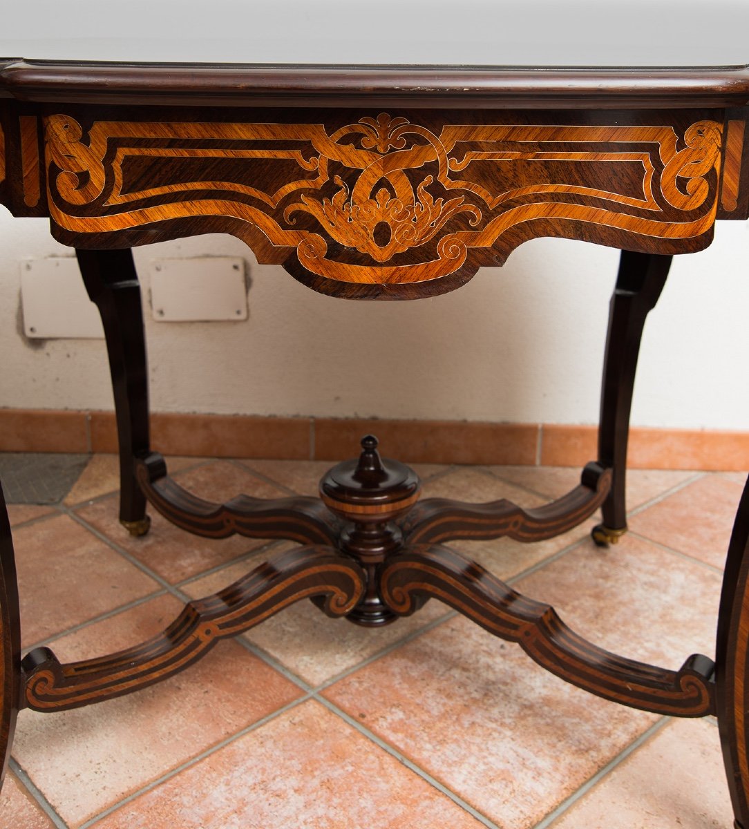 Tavolino/Scrittoio Napoleone III Francese in legno esotico pregiato 19secolo.-photo-1