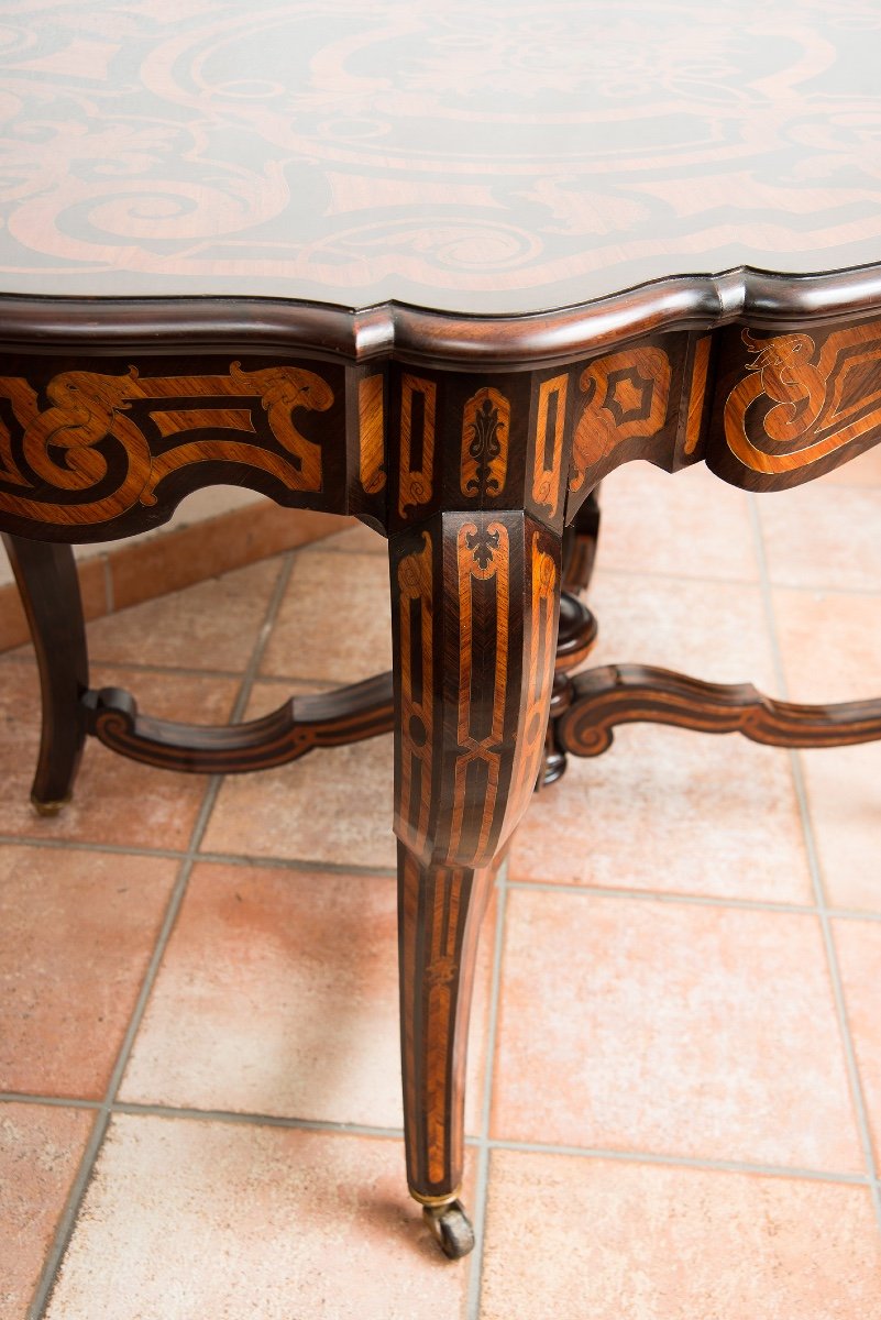 Tavolino/Scrittoio Napoleone III Francese in legno esotico pregiato 19secolo.-photo-2