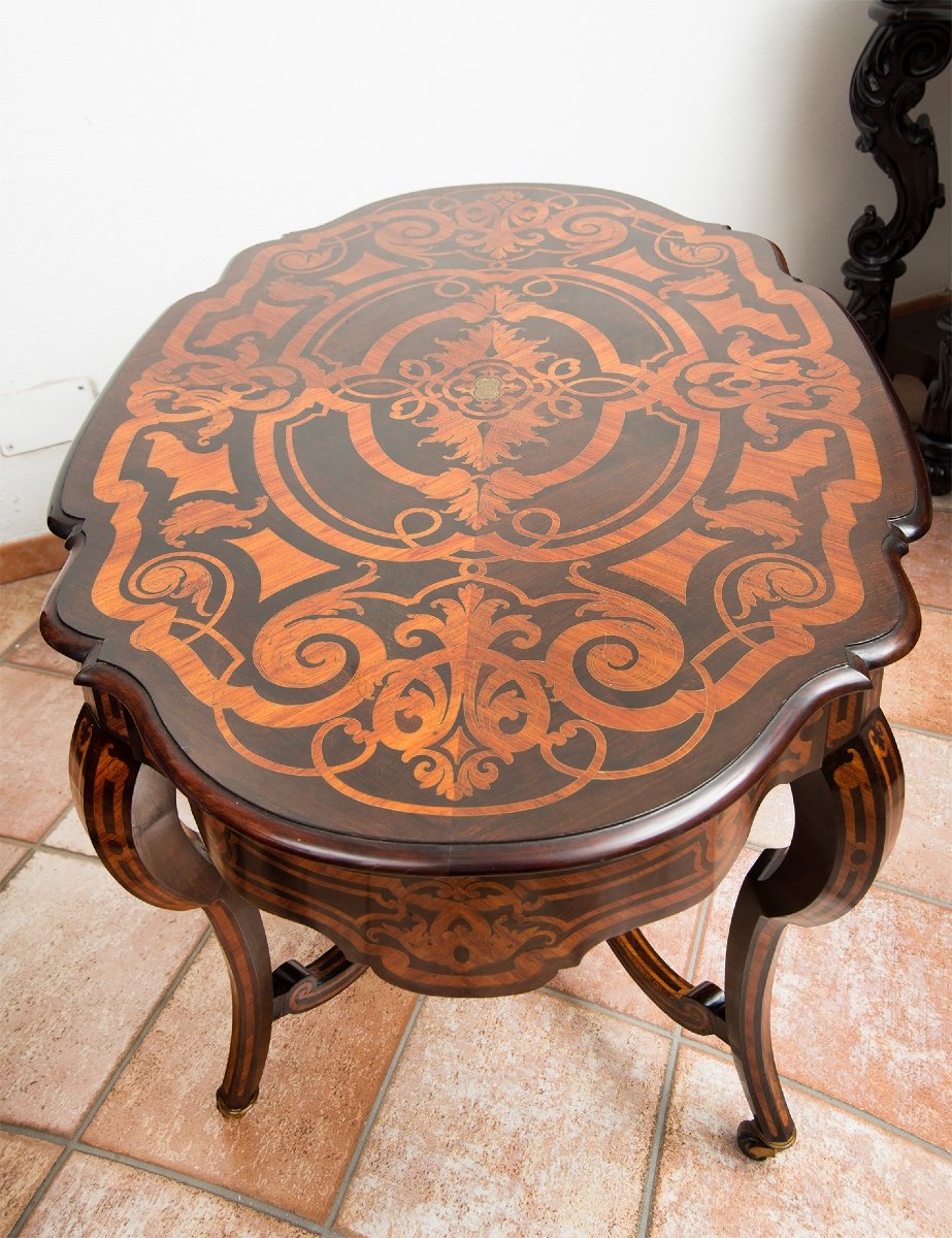 Tavolino/Scrittoio Napoleone III Francese in legno esotico pregiato 19secolo.-photo-4