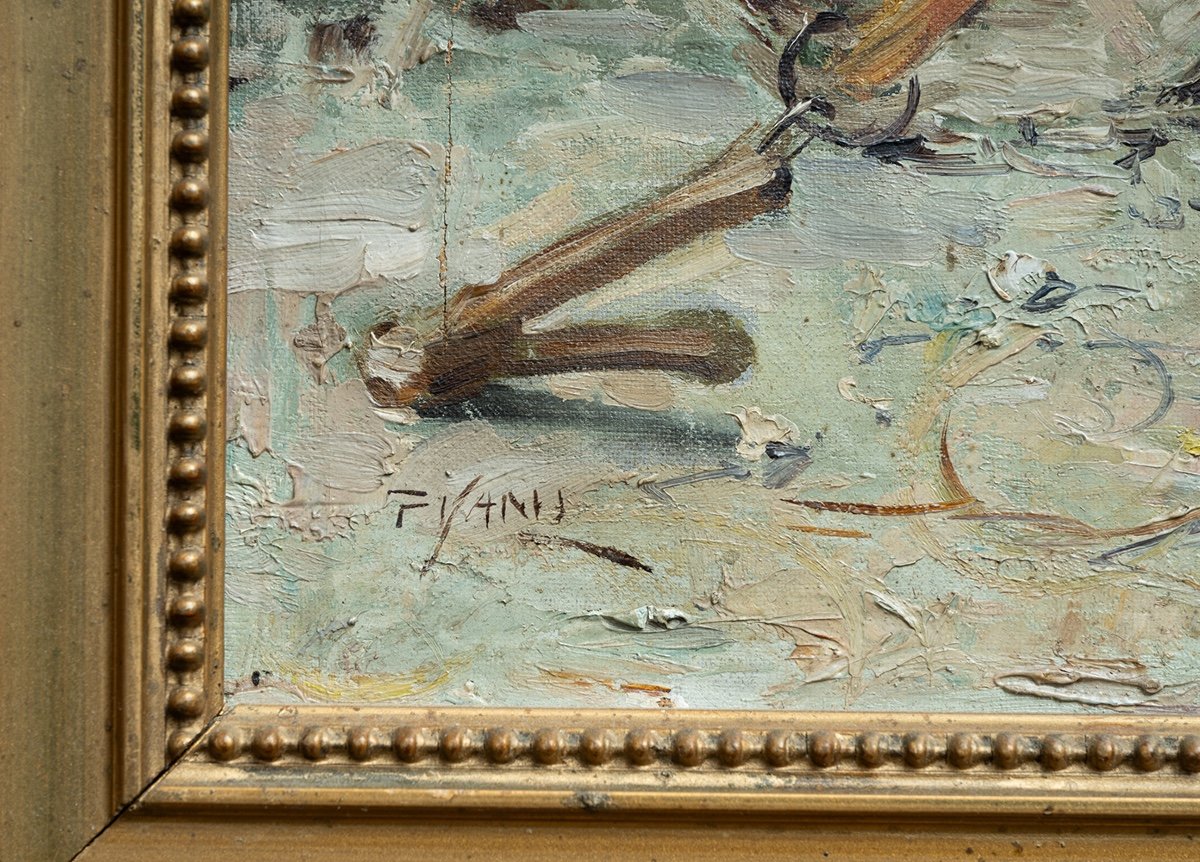 Dipinto antico firmato"Gustavo Pisani". Napoli XX secolo.-photo-3