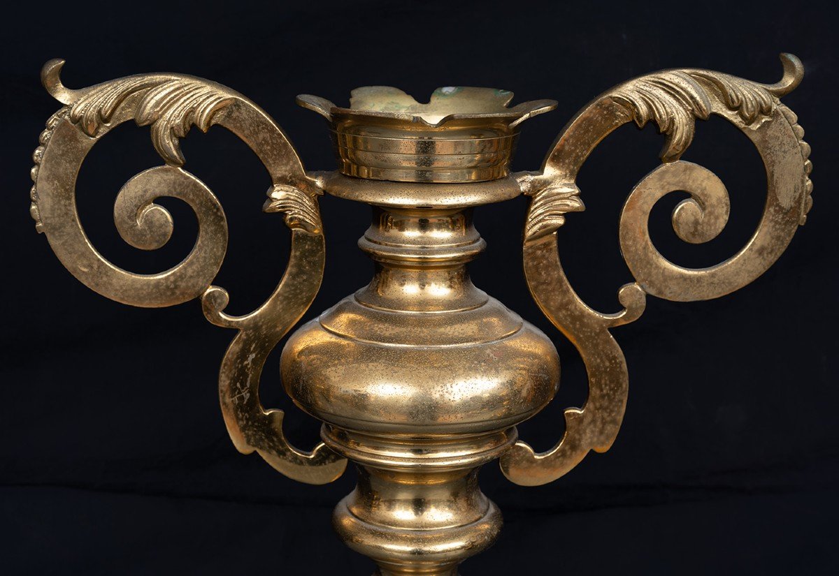 Gruppo di quattro palmette in bronzo dorato sapientemente cesellate 19secolo Napoli.-photo-2