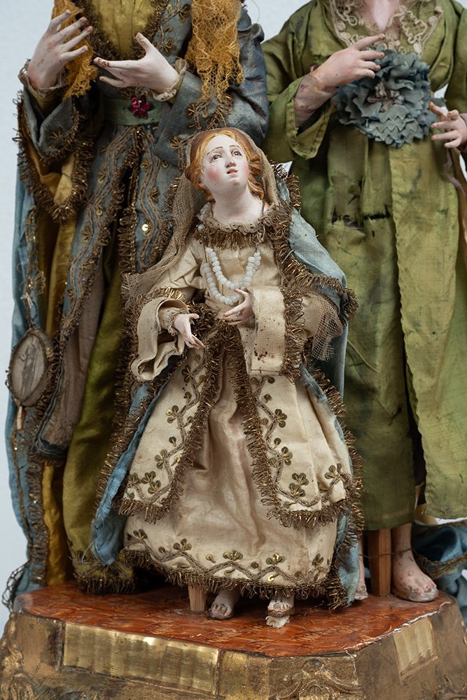 Gruppo scultoreo antico raffigurante Sant'Anna San Gioacchino e la Madonna bambina. Napoli XIX -photo-3