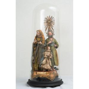 Gruppo scultoreo antico raffigurante Sant'Anna San Gioacchino e la Madonna bambina. Napoli XIX 