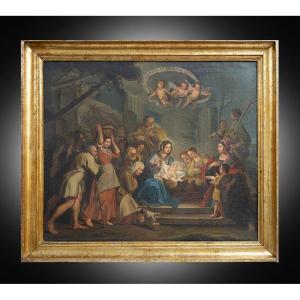 Dipinto antico olio su tela di manifattura Napoletana appartenente agli inizi del XVIII secolo.