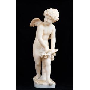 Scultura antica in alabastro raffigurante Cupido appartenente al XIX secolo.