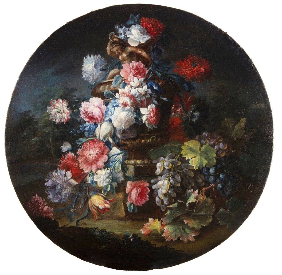 Michele Antonio Rapos, Coppia di Natura morta con trionfo di fiori e frutta, XVIII secolo-photo-1