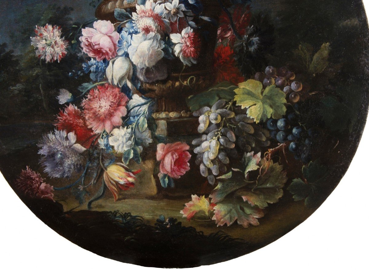 Michele Antonio Rapos, Coppia di Natura morta con trionfo di fiori e frutta, XVIII secolo-photo-5