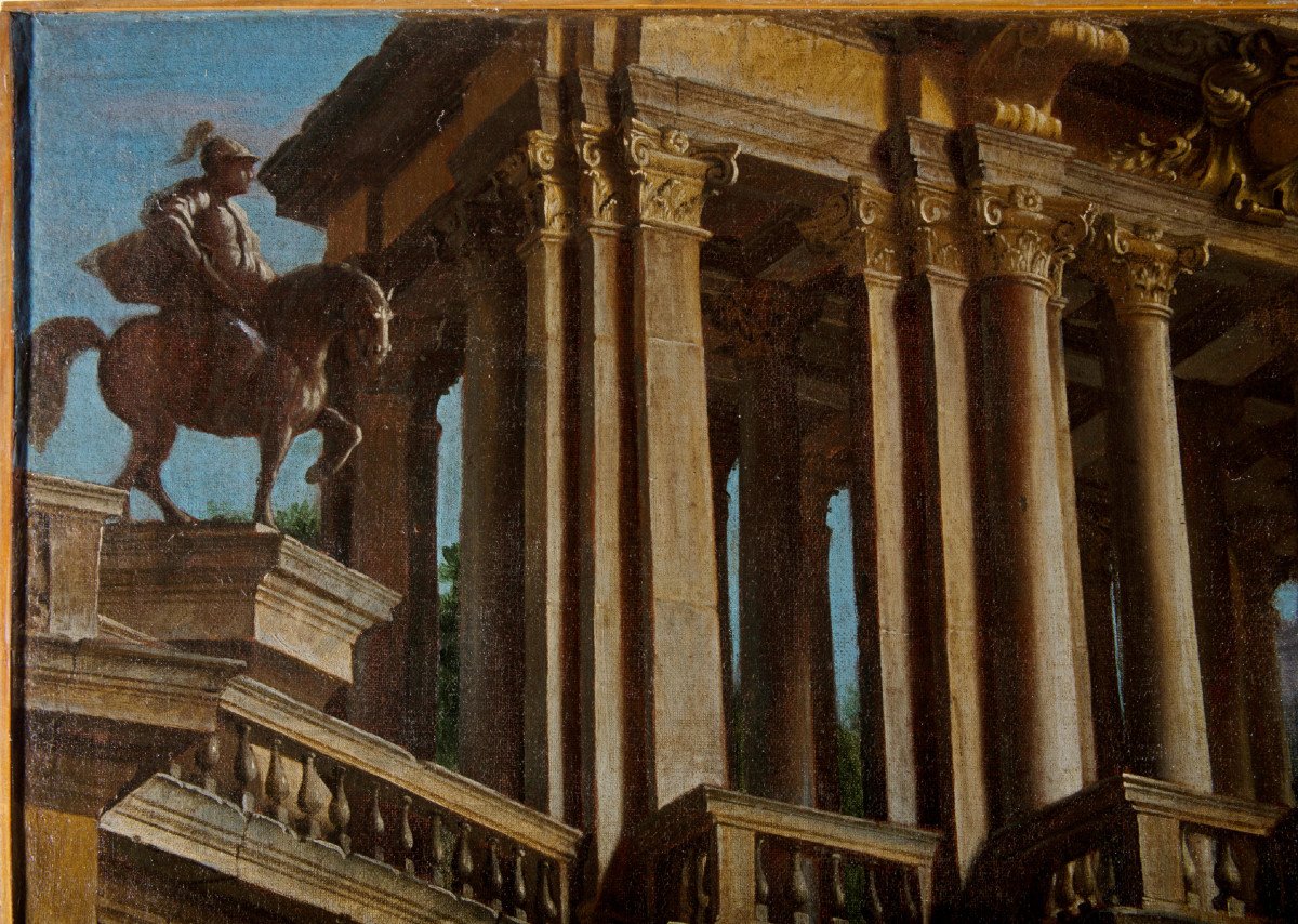 Coppia di dipinti raffiguranti Capricci Architettonici, Francesco Aviani-photo-5