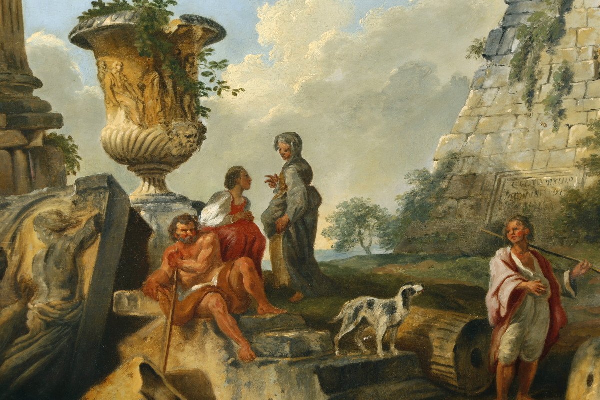 Seguace di Giovanni Paolo Panini, Piramide di Caio Cestio, XVIII secolo-photo-3