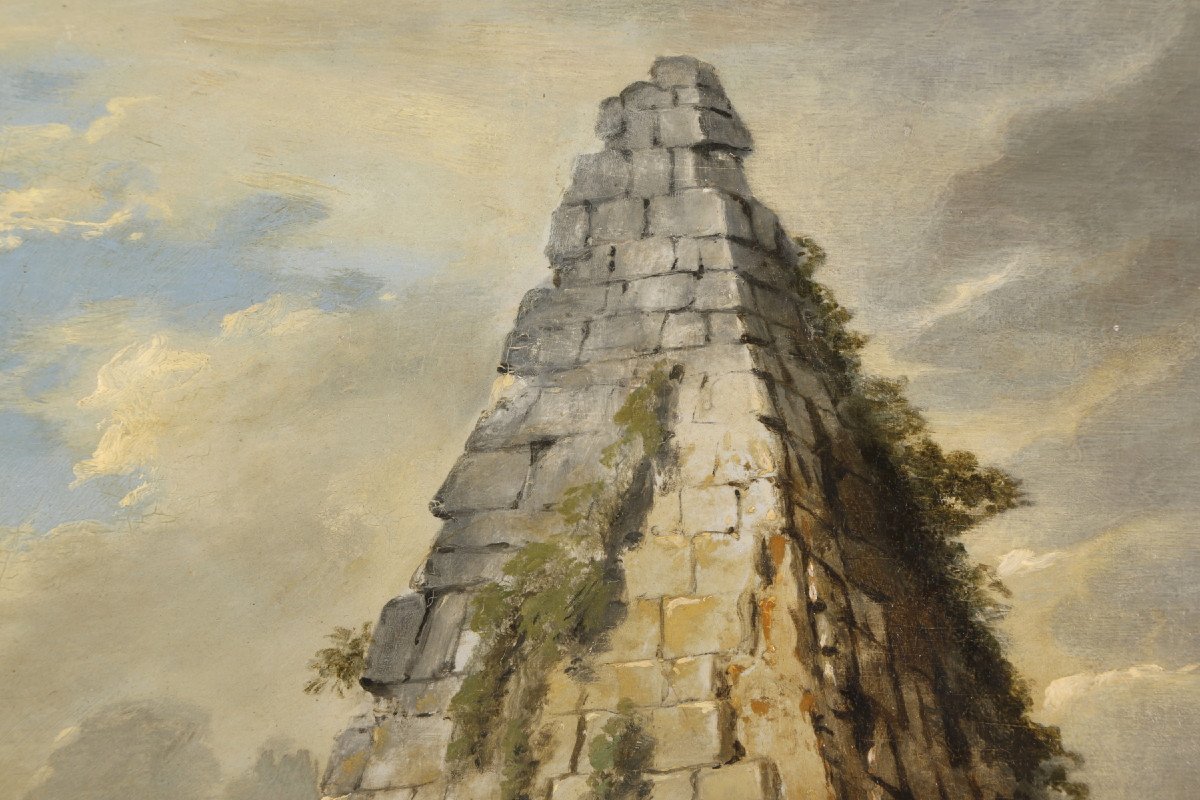 Seguace di Giovanni Paolo Panini, Piramide di Caio Cestio, XVIII secolo-photo-1