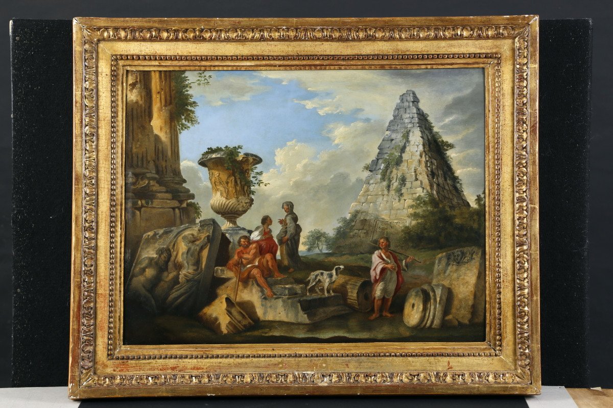 Seguace di Giovanni Paolo Panini, Piramide di Caio Cestio, XVIII secolo-photo-7