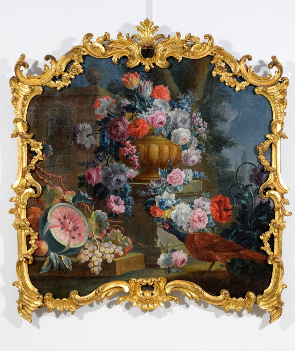 Michele Antonio Rapos (Torino 1733-1819), Natura morta di fiori e frutta, Olio su tela-photo-4