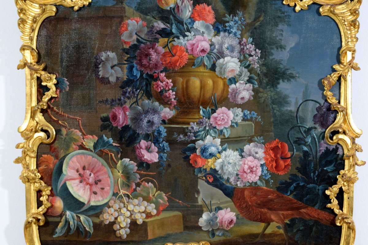 Michele Antonio Rapos (Torino 1733-1819), Natura morta di fiori e frutta, Olio su tela-photo-5