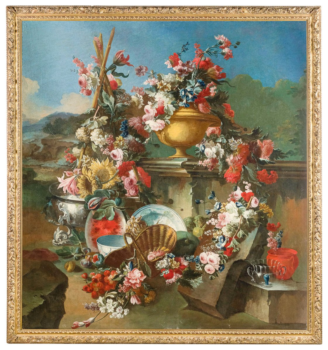 Francesco Lavagna (Napoli 1684-1724), Fastosa natura morta con composizione di fiori