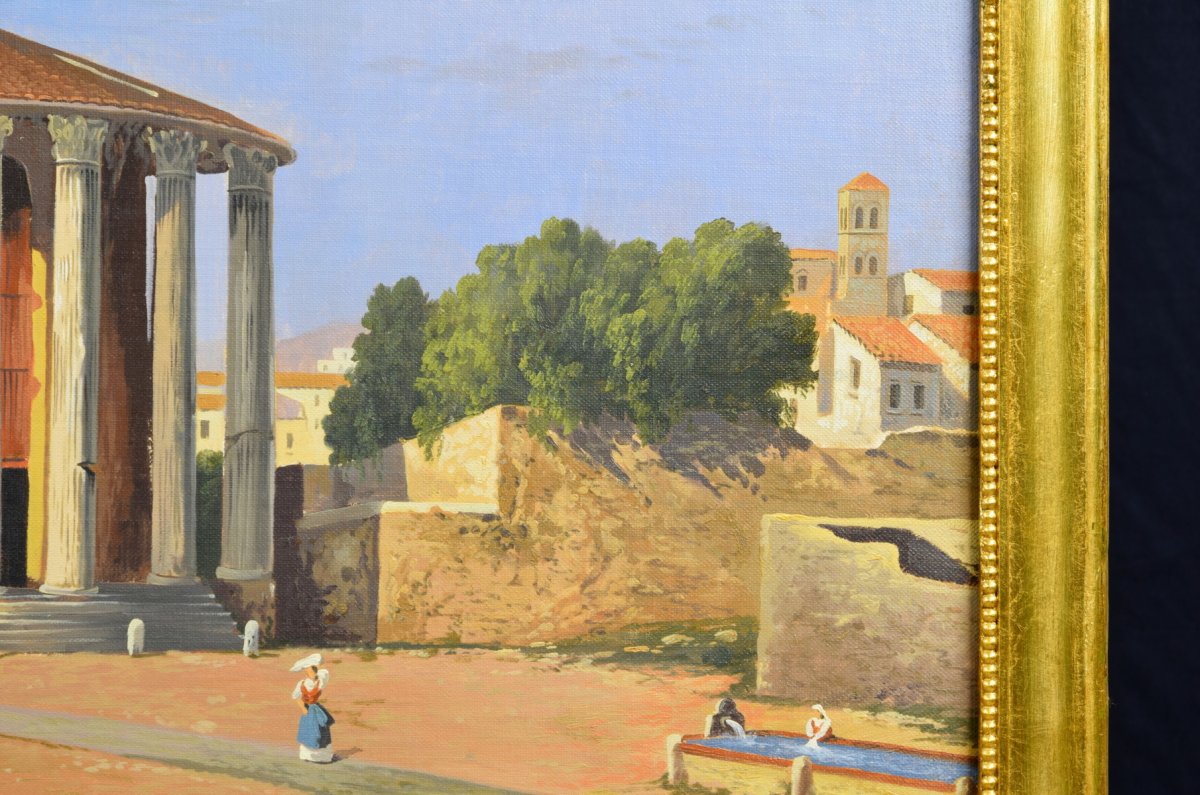 Vue Du Forum Boario Avec Le Temple De Vesta, Huile Sur Toile, XIXe Siècle-photo-7