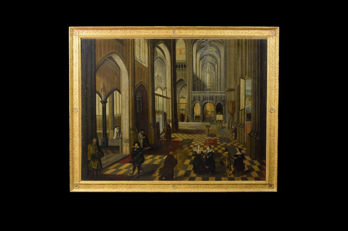 Interno della Cattedrale di Nostra Signora di Anversa, pittore fiammingo attivo nel XVIII secolo-photo-2