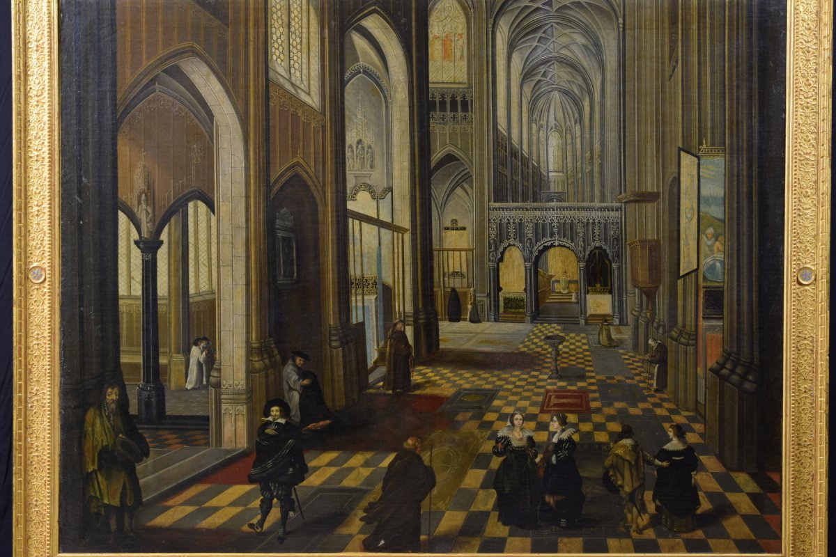 Interno della Cattedrale di Nostra Signora di Anversa, pittore fiammingo attivo nel XVIII secolo-photo-3