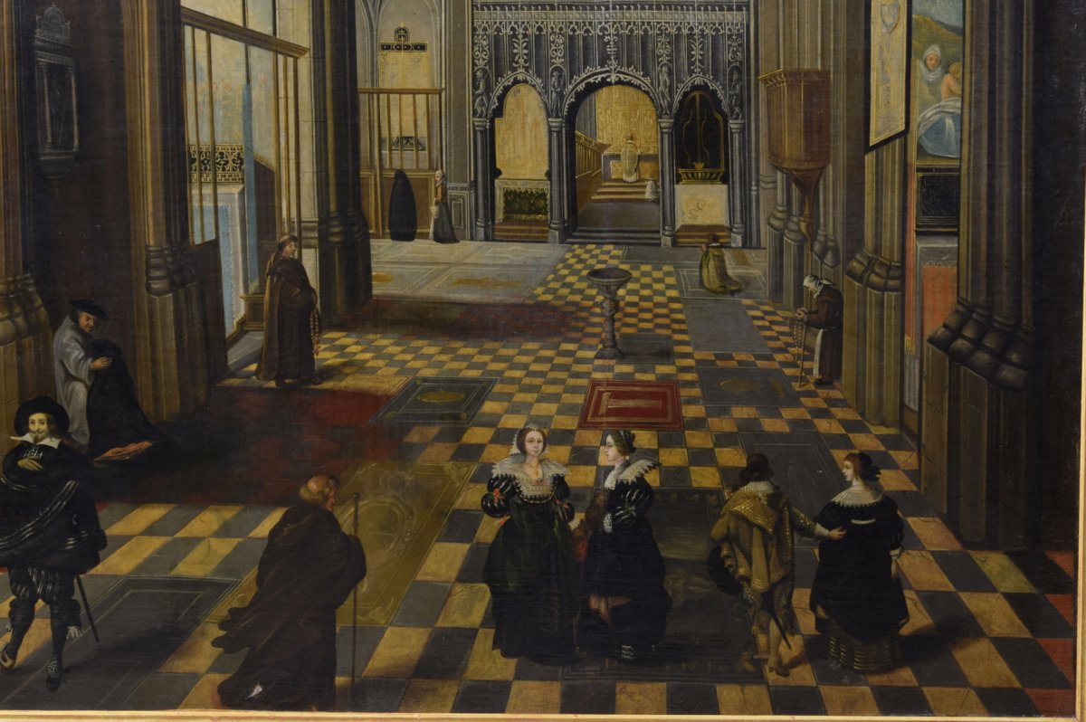 Interno della Cattedrale di Nostra Signora di Anversa, pittore fiammingo attivo nel XVIII secolo-photo-1
