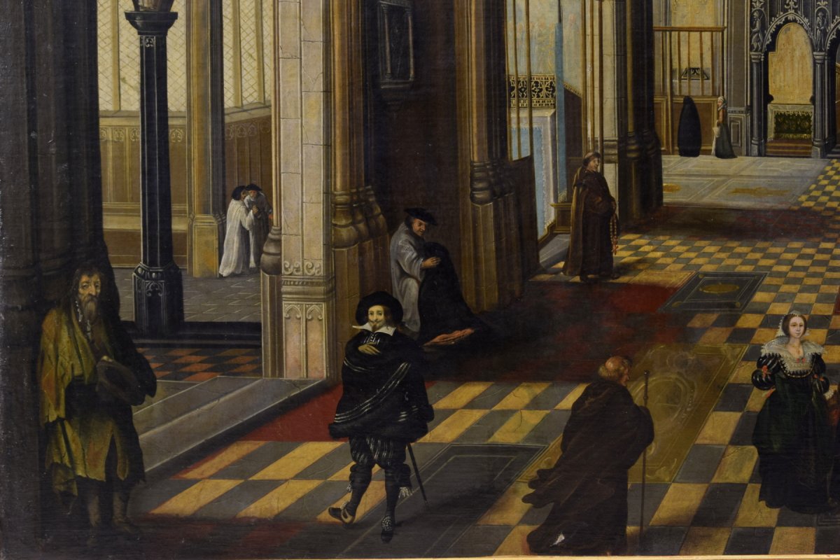 Interno della Cattedrale di Nostra Signora di Anversa, pittore fiammingo attivo nel XVIII secolo-photo-2