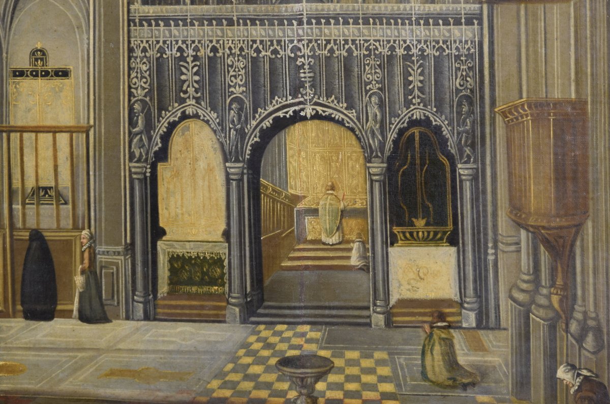 Interno della Cattedrale di Nostra Signora di Anversa, pittore fiammingo attivo nel XVIII secolo-photo-8