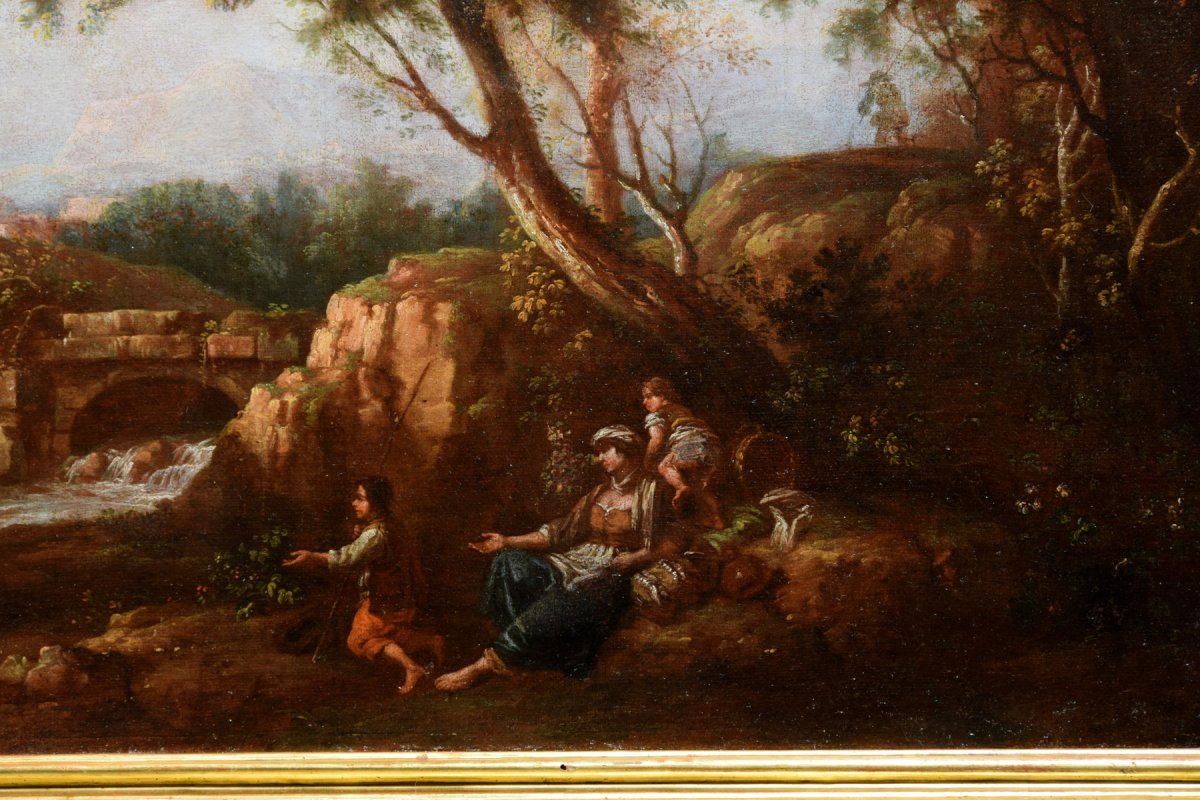 Giuseppe Zais, coppia di paesaggi arcadici, olio su tela-photo-3