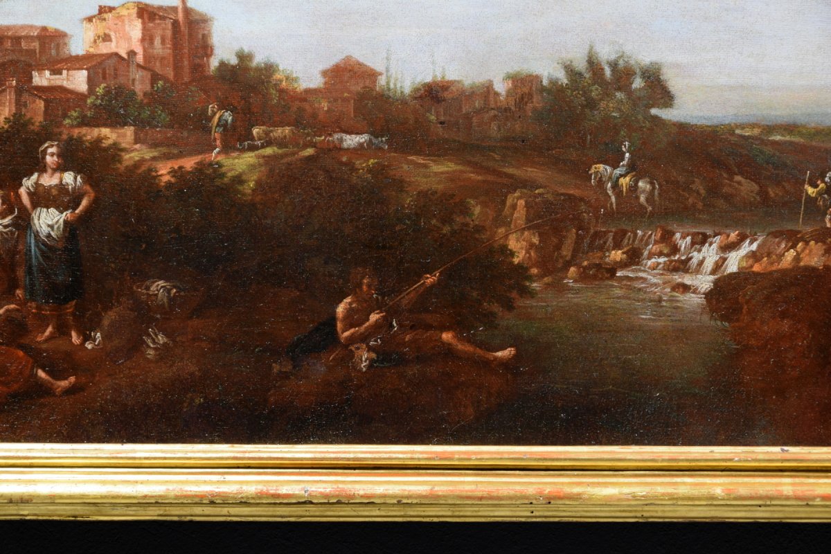 Giuseppe Zais, coppia di paesaggi arcadici, olio su tela-photo-8
