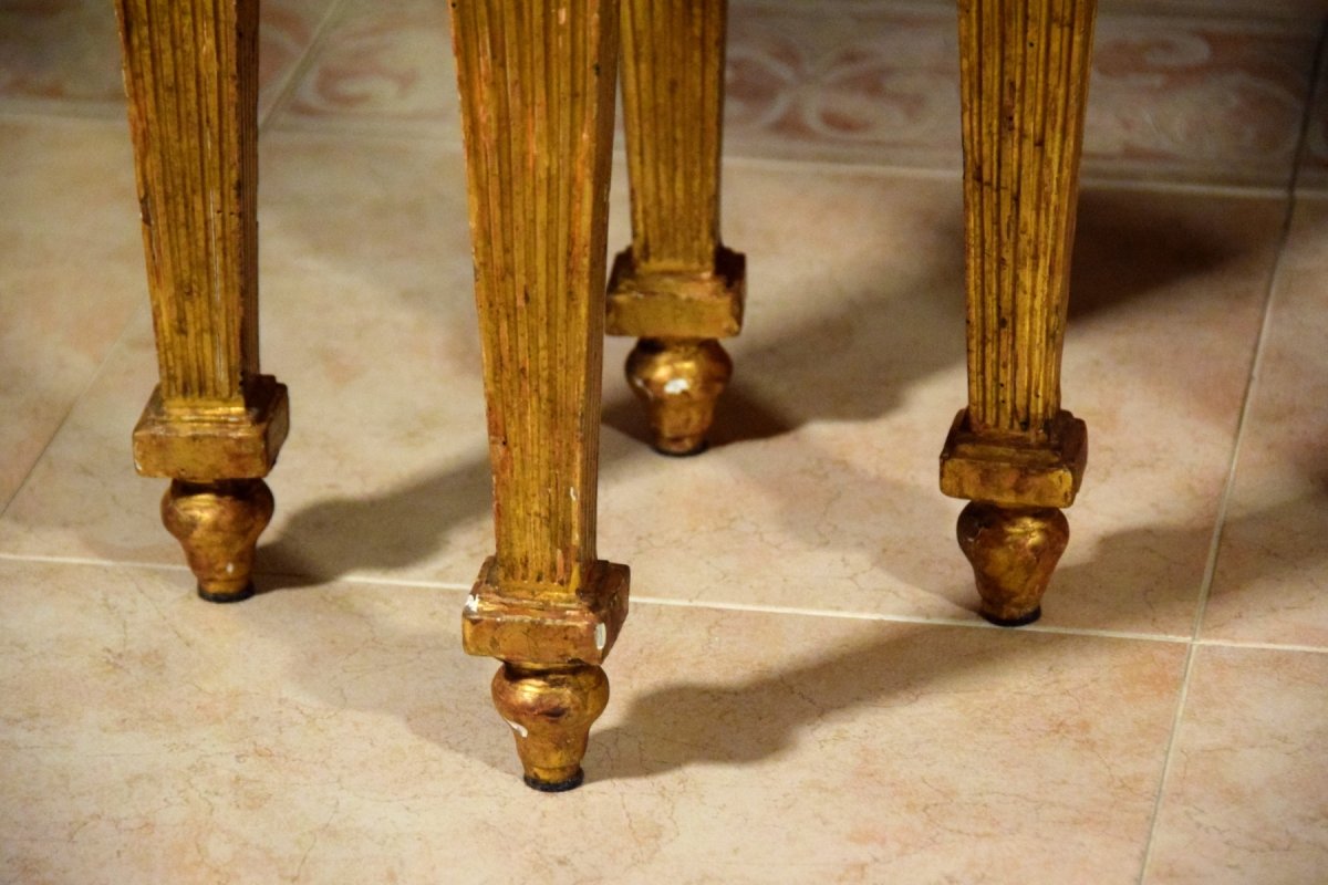 Couple De Tabourets Néoclassiques En Bois Sculpté Et Doré, Italie, XVIIIe Siècle-photo-5